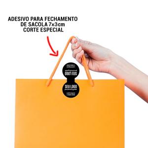 FECHA SACOLA ADESIVO Vinil adesivo 7X3cm 4x0  Corte especial Adesivo utilizado para fechamento de sacolas podendo ser o logo da loja